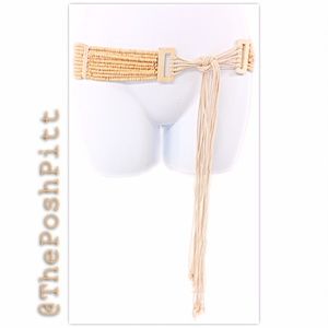 Express Multi-Strand Wood Bead Tassel Chain Belt